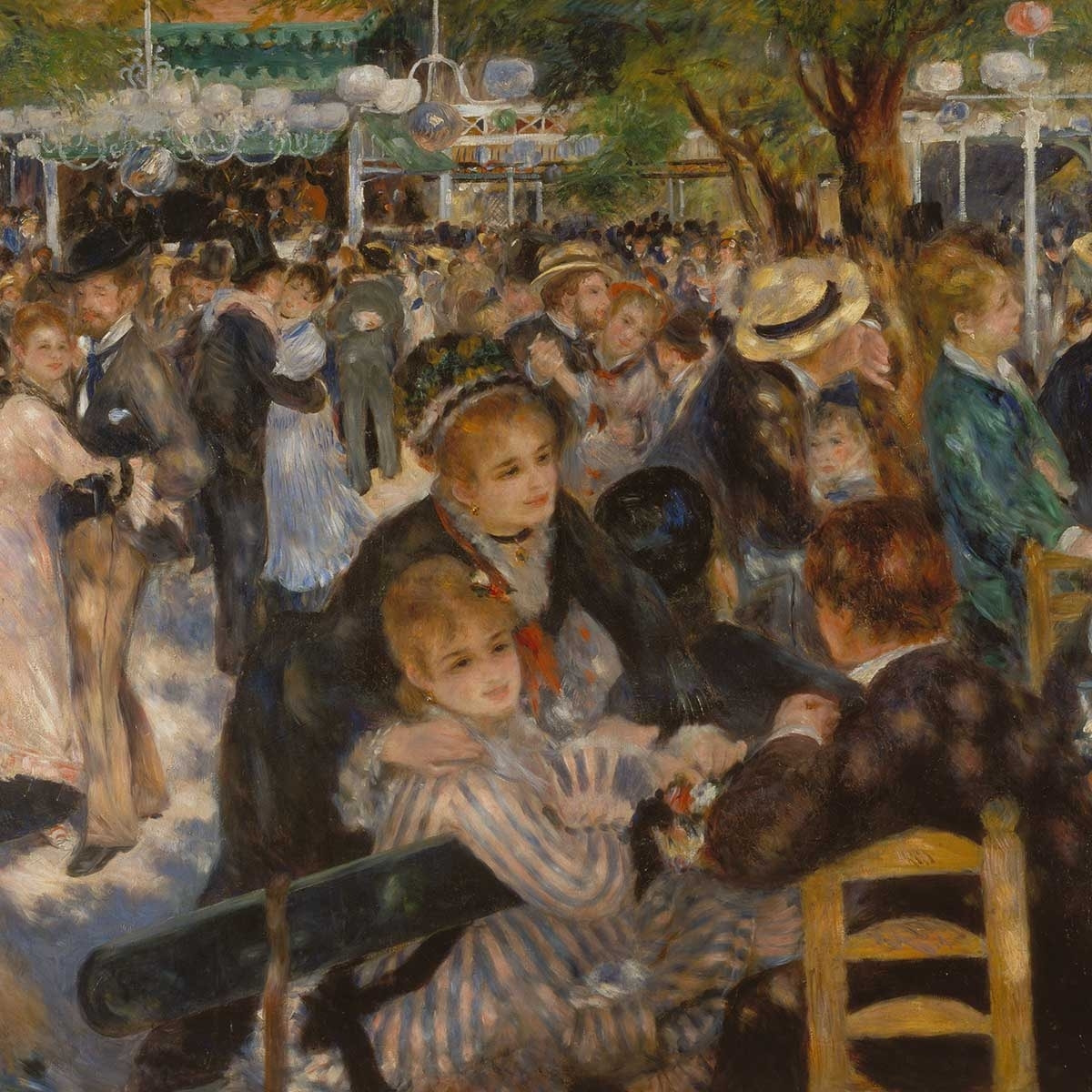 Poster Bal du moulin de la galette - Auguste Renoir Affiche + cadre en bois - Noir