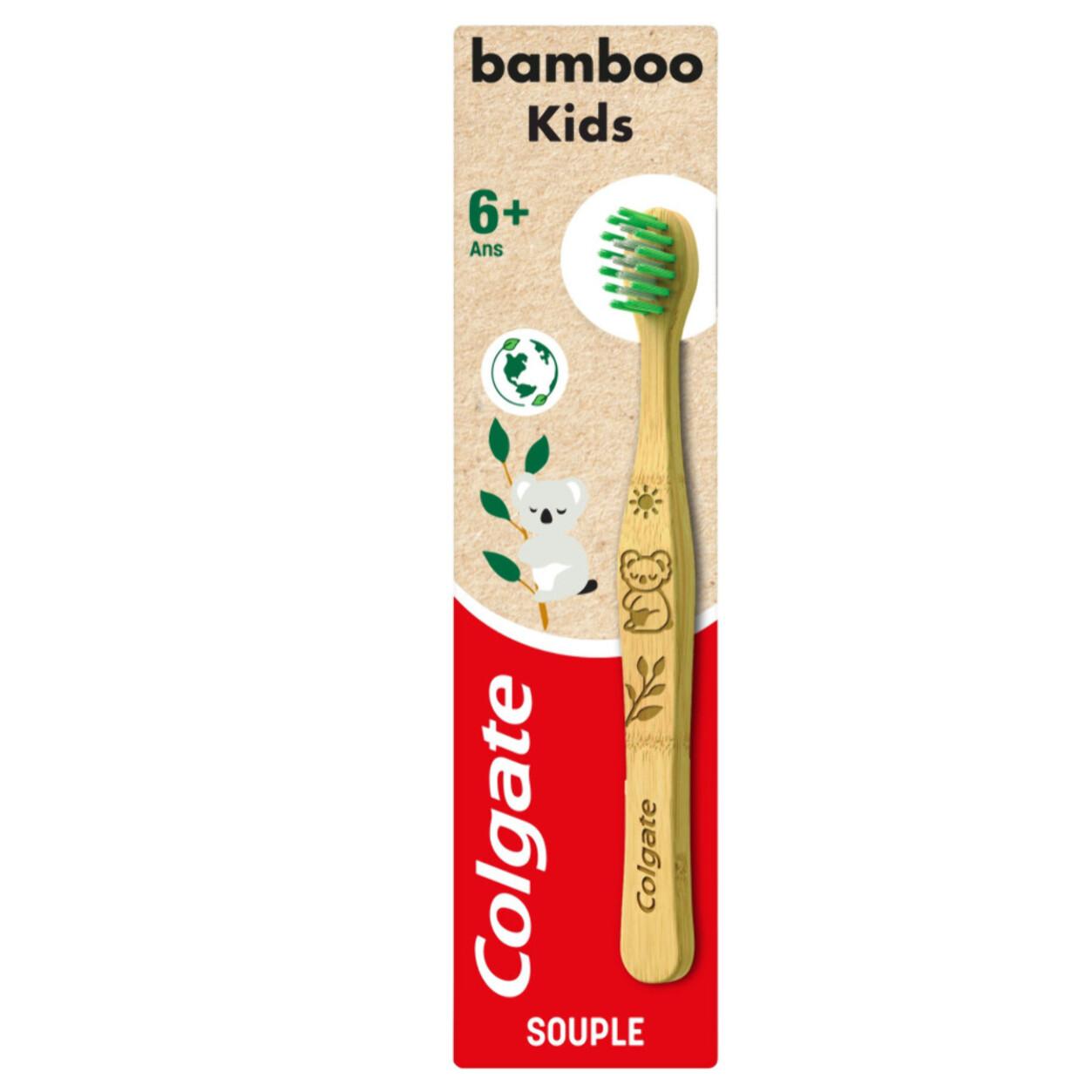 Pack de 12 - Brosse à dents enfant Colgate Bambou avec Brins infusés au Charbon Souple - x1