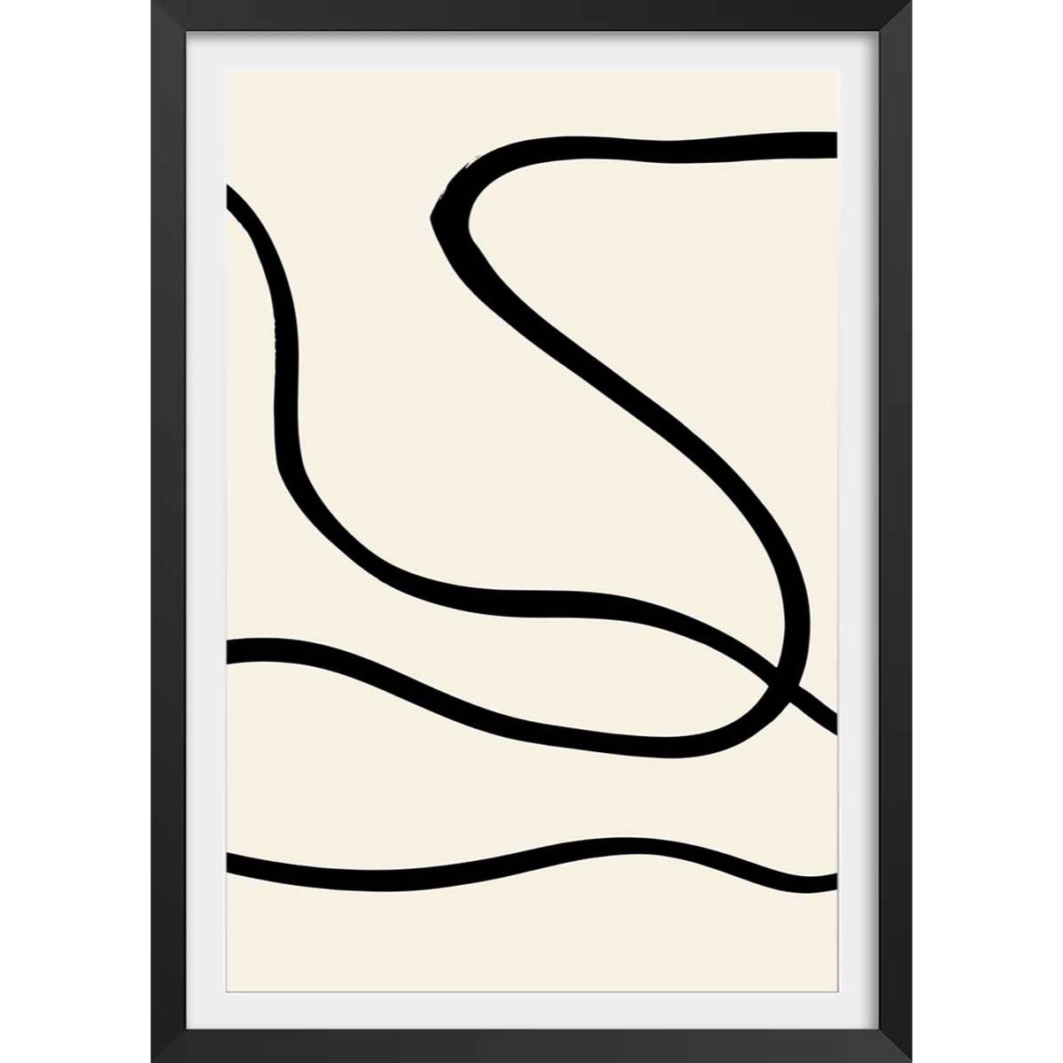 Affiche line art bold III Affiche + cadre en bois - Noir