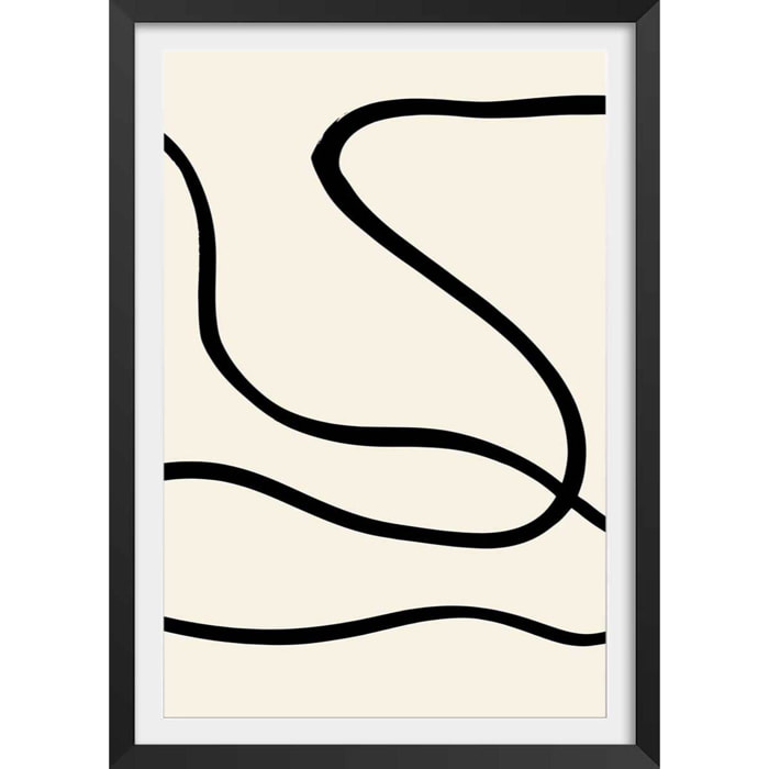 Affiche line art bold III Affiche + cadre en bois - Noir