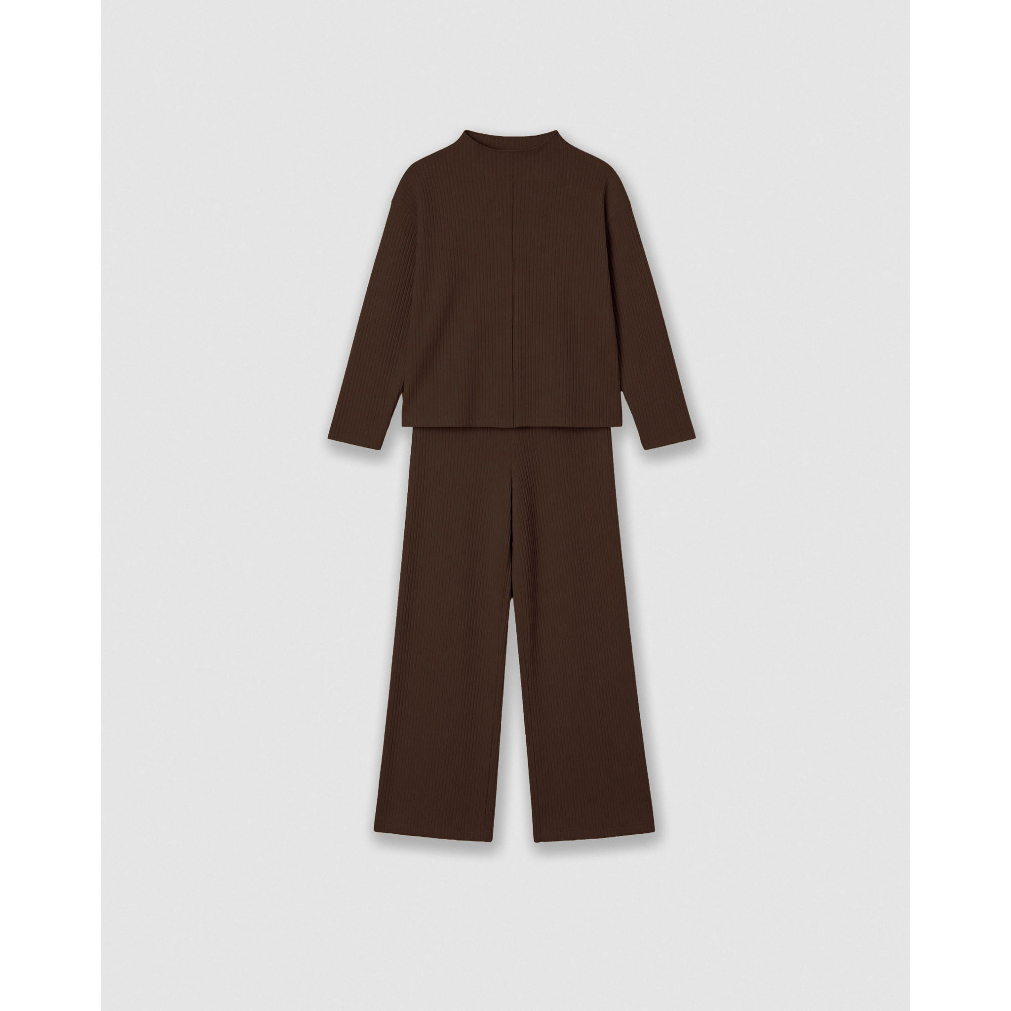 Set maglia pantaloni a coste cioccolato