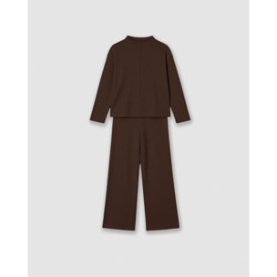 Set maglia pantaloni a coste cioccolato