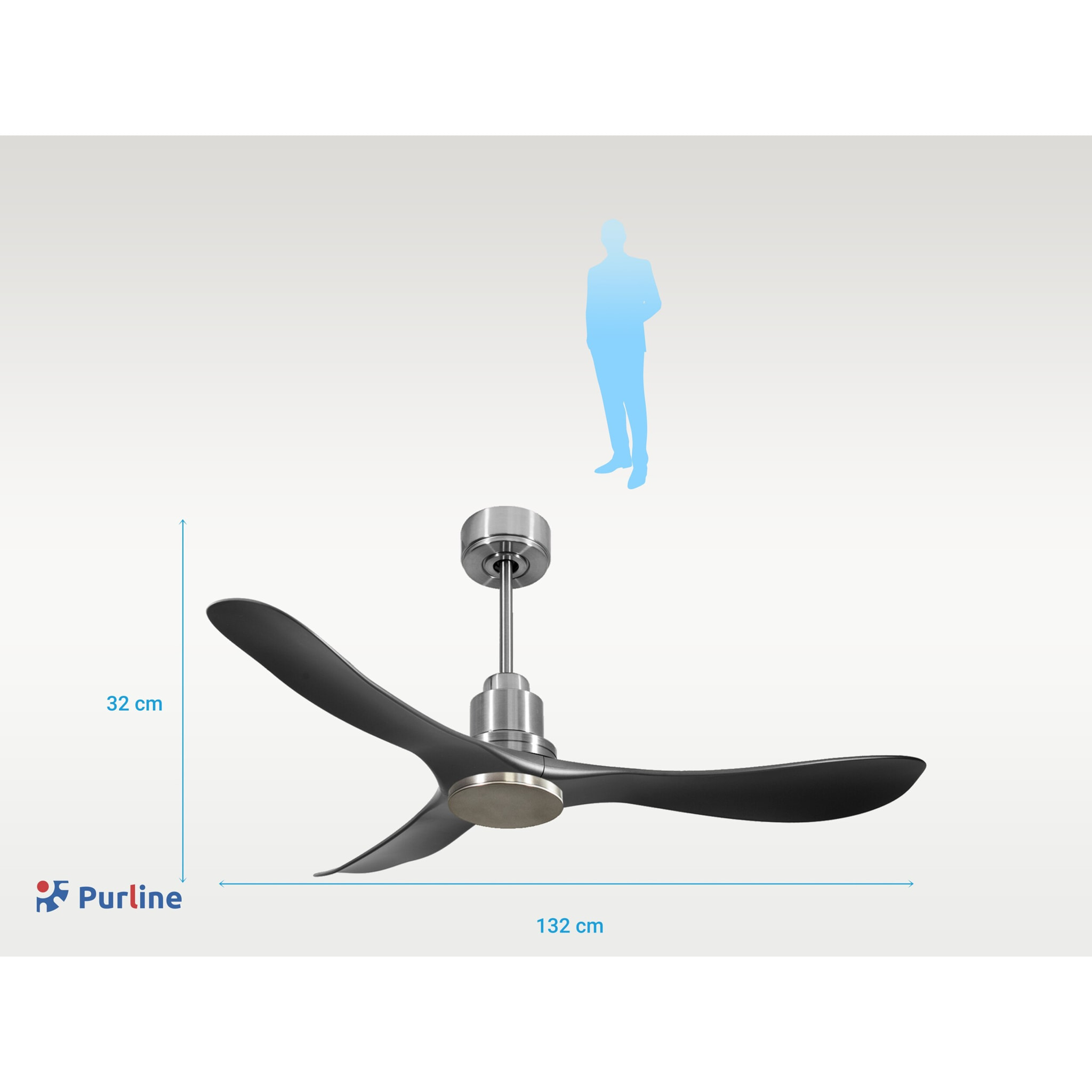 Ventilador de techo Reversible Termostato Wifi Motor DC Techos Inclinados Mando a Distancia Hypersilence Memoria TiomanD132C0466922 PURLINE