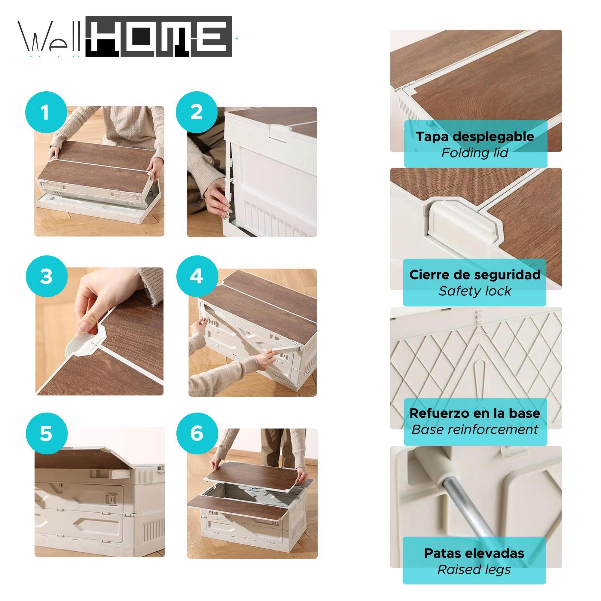 Caja de almacenaje para camping 3 en 1 con patas plegables Blanco 59,2x36,3x32,8cm