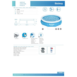 Bestway Piscine autoportante Ronde Fast Set 305 x 66 cm Filtration incluse