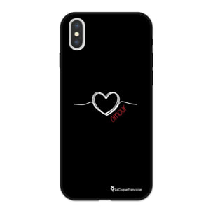 Coque iPhone X/Xs Silicone Liquide Douce noir Coeur Blanc Amour La Coque Francaise.