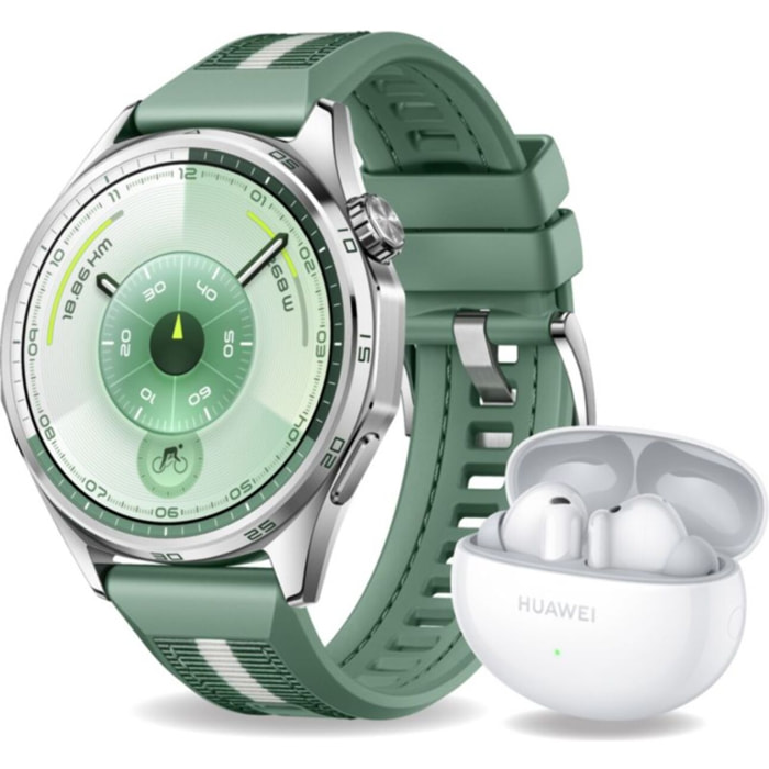 Montre connectée HUAWEI Pack Watch GT6 46mm Vert+FreeBuds6I Blanc