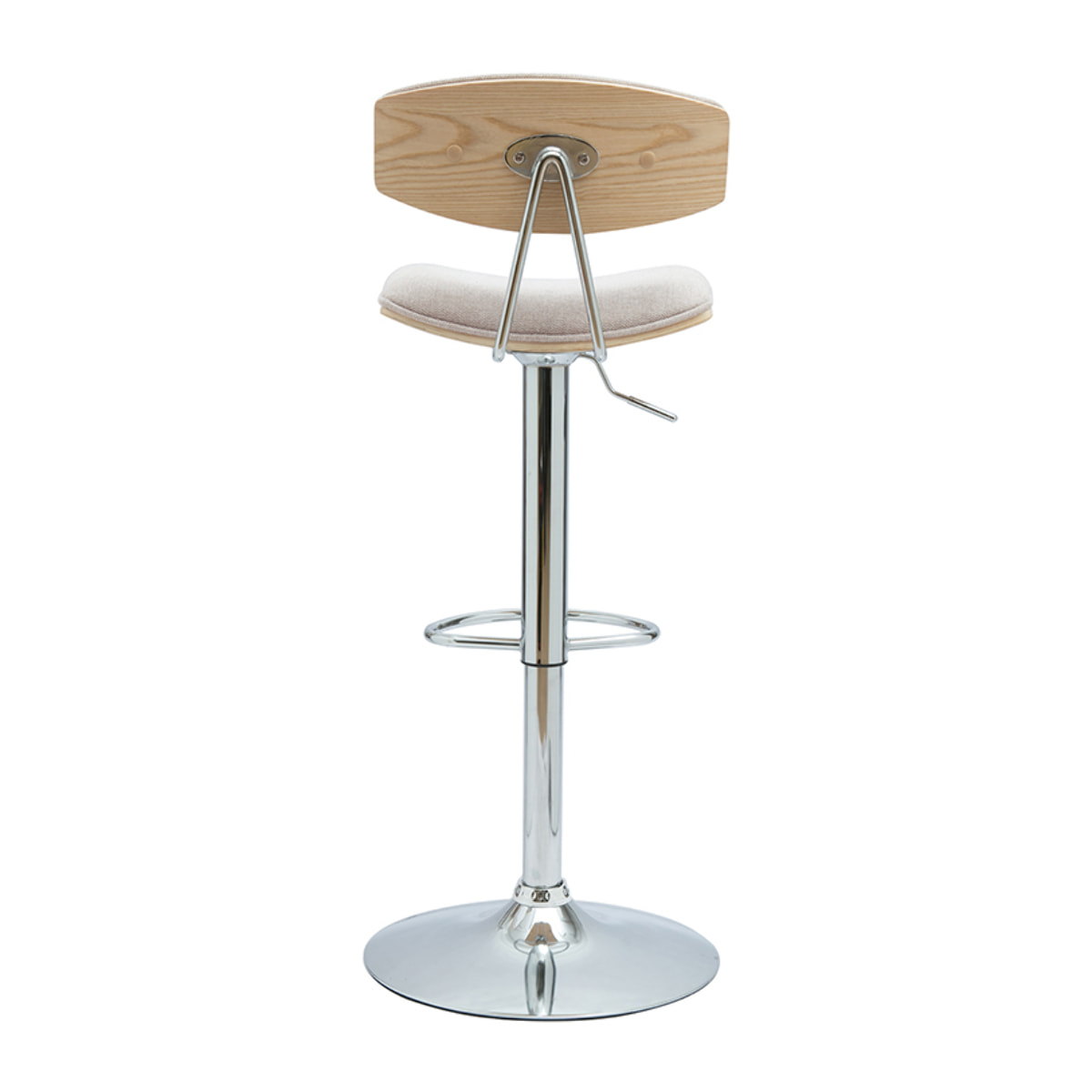Tabouret de bar design réglable en tissu effet velours texturé beige et métal VASCO
