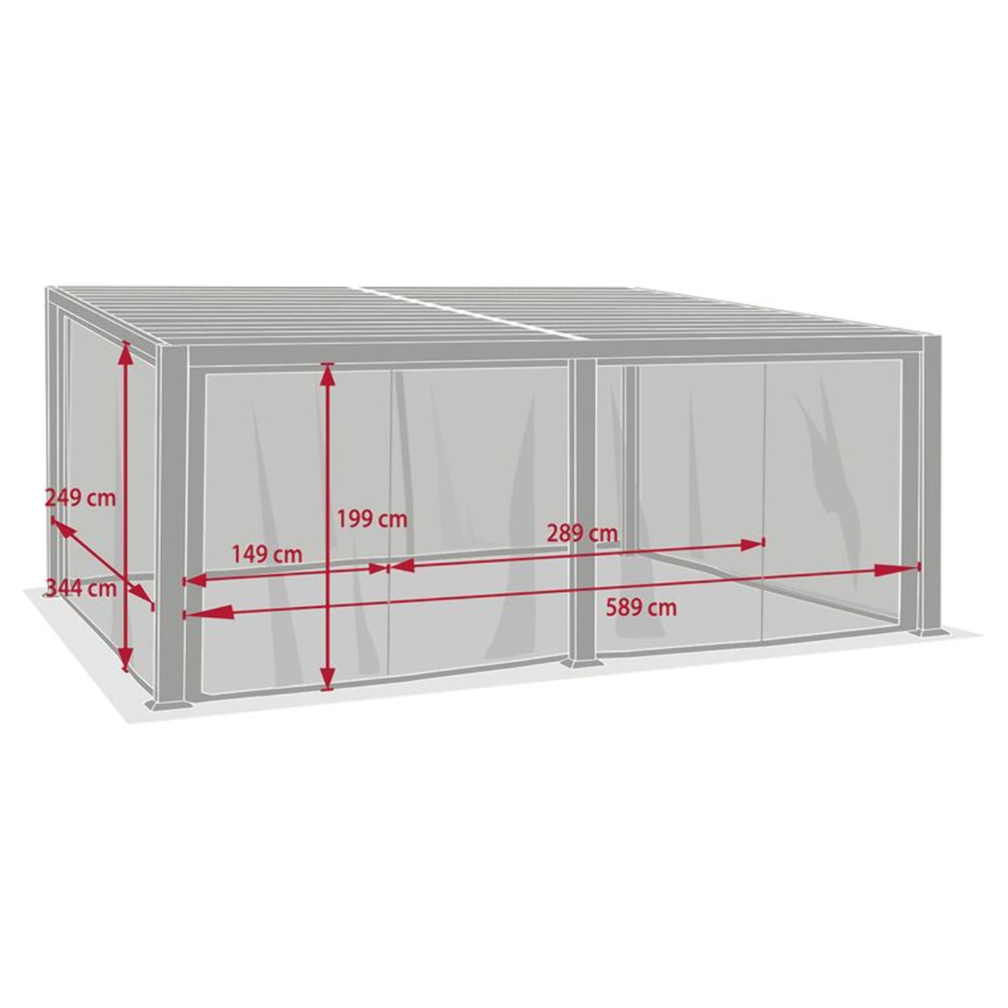 Moustiquaire pour pergola bioclimatique "Avila" graphite 6 x 3,5m en polyester