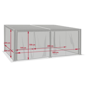 Moustiquaire pour pergola bioclimatique "Avila" graphite 6 x 3,5m en polyester