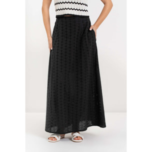 Kocca - Gonna a vita alta in 100% cotone con motivo traforato Donna