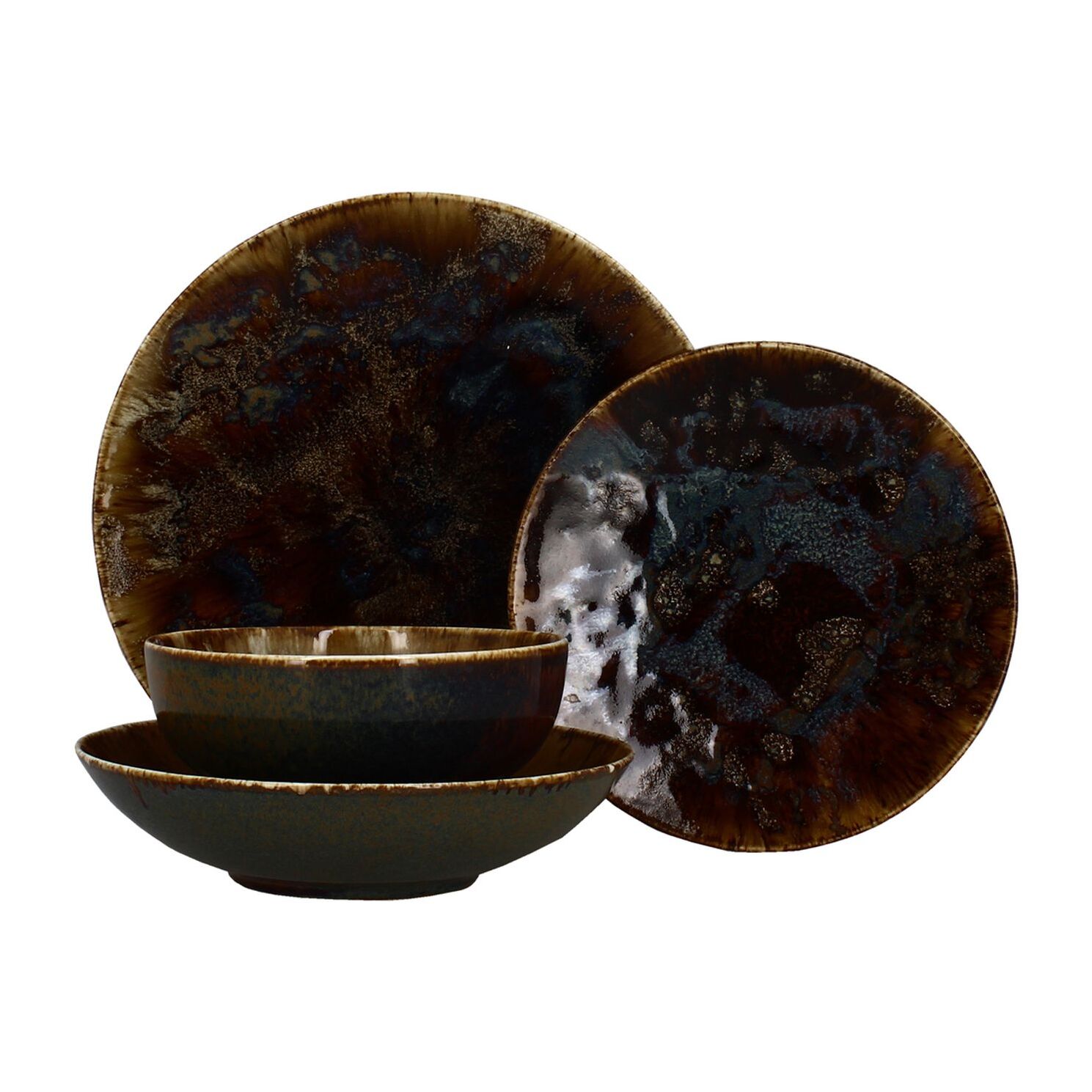 Lot de 6 assiettes à dessert en porcelaine marron 20cm VOLCANO