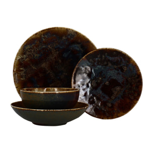 Lot de 6 assiettes à dessert en porcelaine marron 20cm VOLCANO