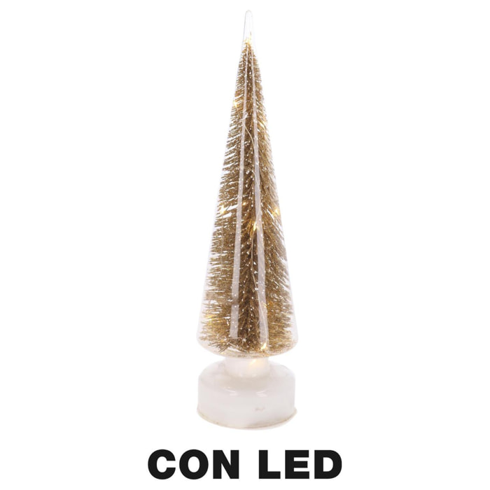 Albero in vetro con led oro cm ø10h35