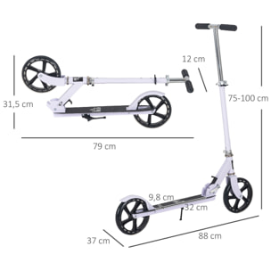 Scooter Infantil Aleación de Aluminio 88x37x75-100 cm Blanco