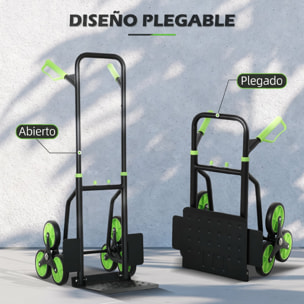Carretilla Plegable para Escalera con Ruedas Carga 120kg Carretilla de Mano Portátil para Entrega Almacenes Mercado Viajar Mudarse Verde