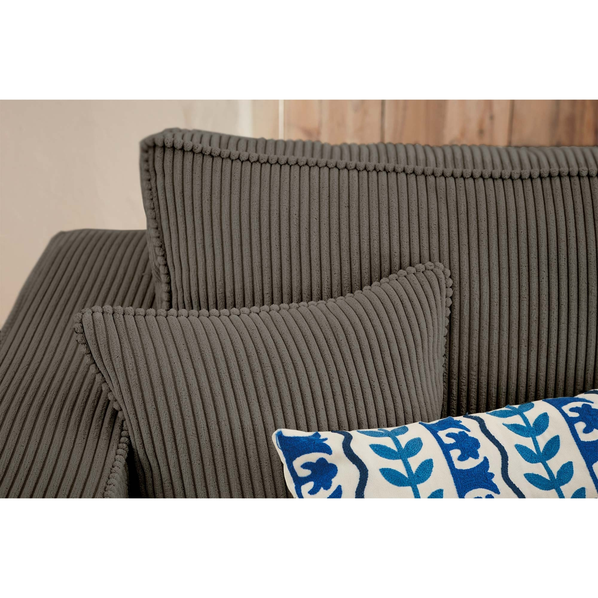 Topaze - canapé d'angle réversible - 4 places - convertible avec coffre - en velours côtelé - Gris