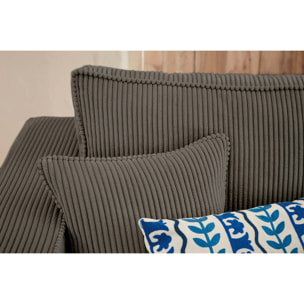 Topaze - canapé d'angle réversible - 4 places - convertible avec coffre - en velours côtelé - Gris