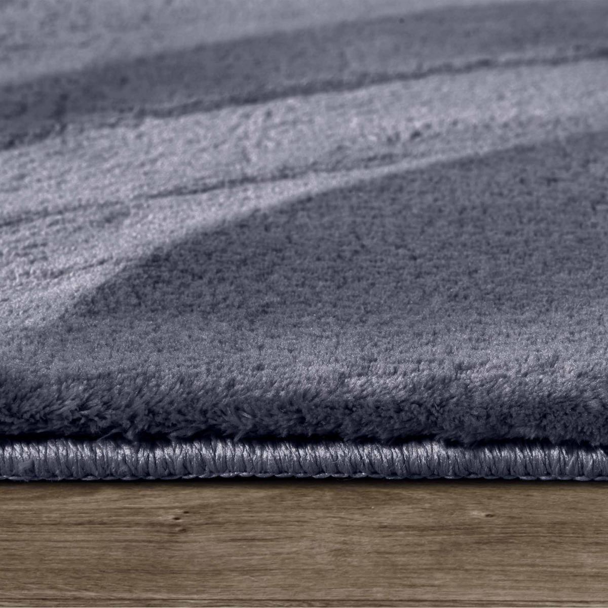 Tapis salon faux uni poils ras, tissé polyester confortable, anano