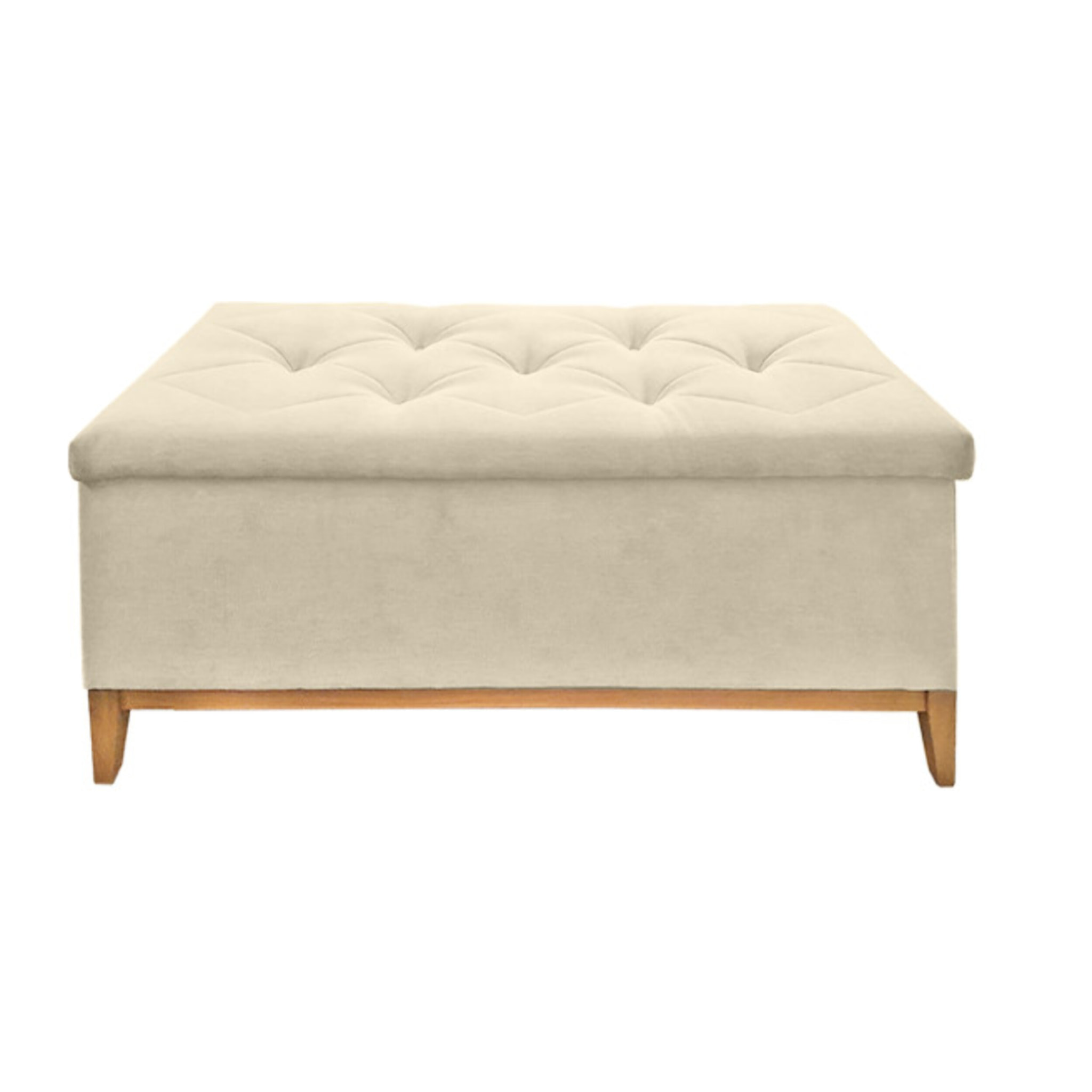 Banc de lit avec coffre de rangement en tissu écru - LAUSANNE