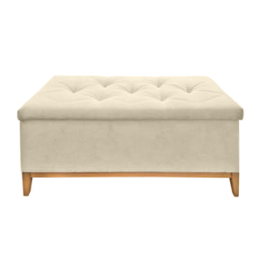 Banc de lit avec coffre de rangement en tissu écru - LAUSANNE