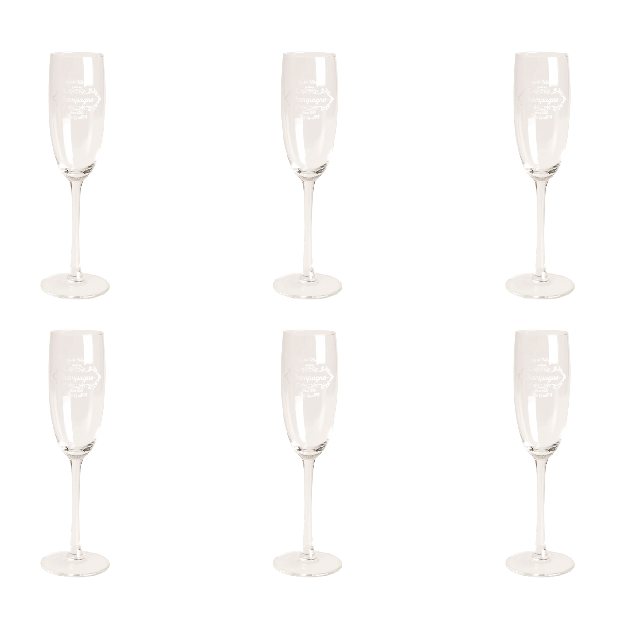 Set 6 Flûte Excelsa – Fine Quality, Vetro Trasparente 19 cl