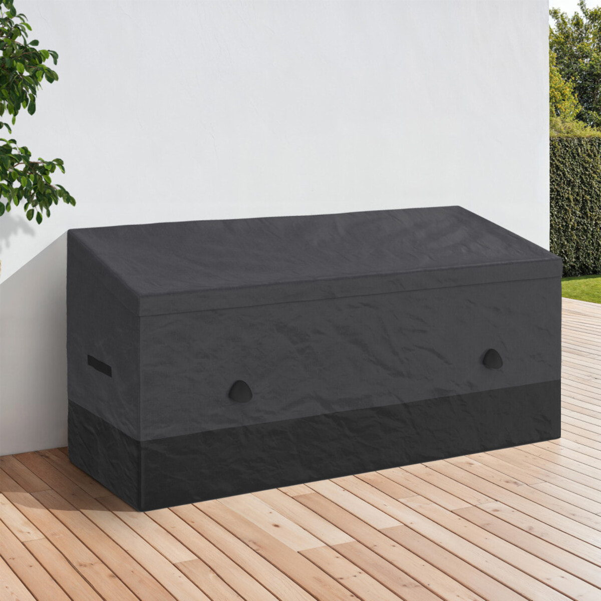 Coffre de rangement pour extérieur gris anthracite avec bâche 600L