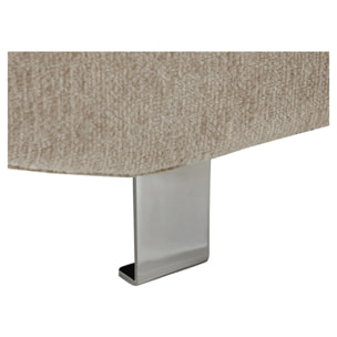 Margaux - Canapé d'angle gauche 5 places convertible avec coffre et têtières réglables en velours texturé - Beige
