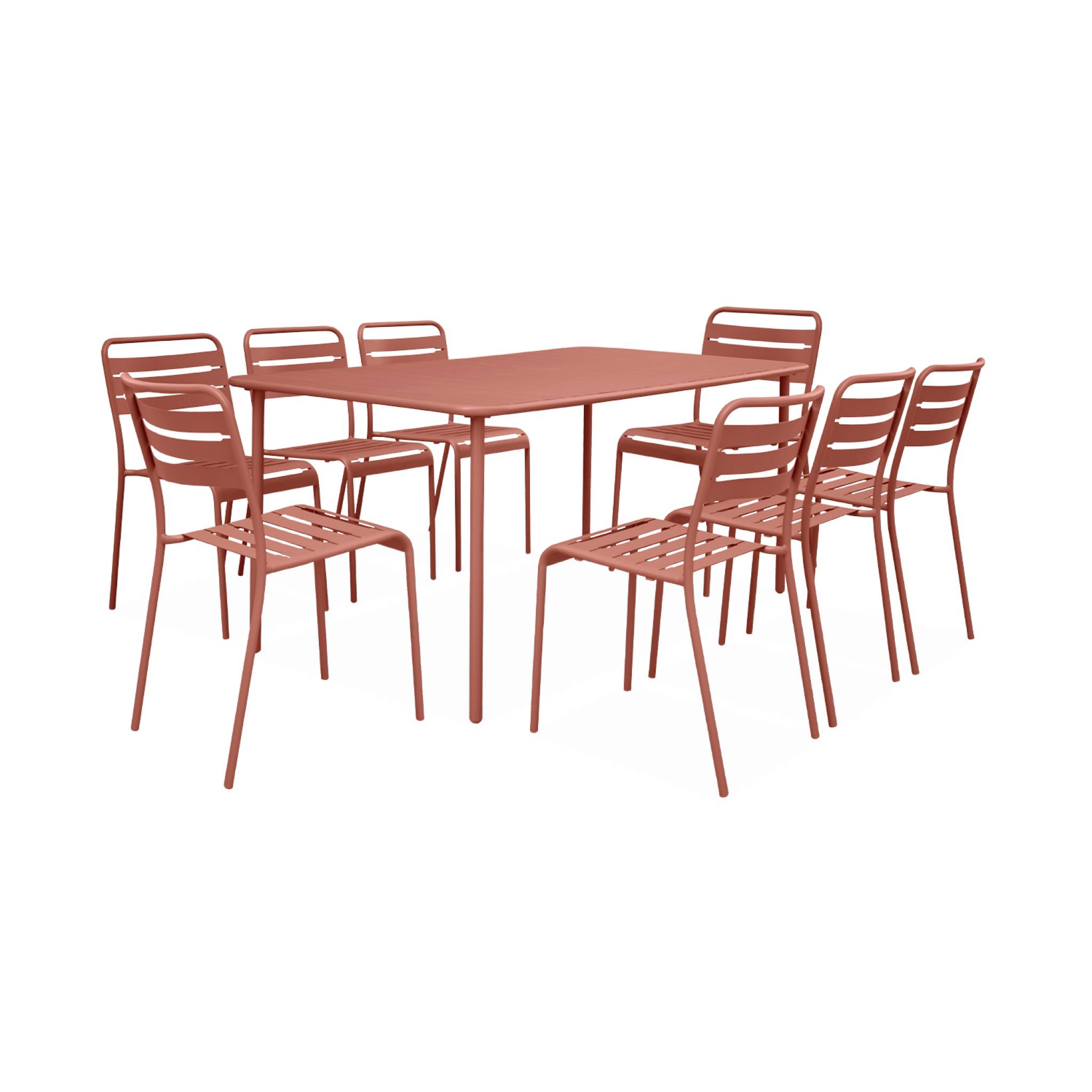 Table de jardin métal + 8 assises AMELIA