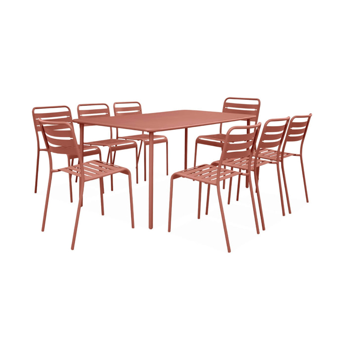 Table de jardin métal + 8 assises AMELIA