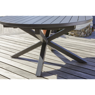 PELOSA - Ensemble repas 8 places en aluminium anthracite avec rallonge papillon