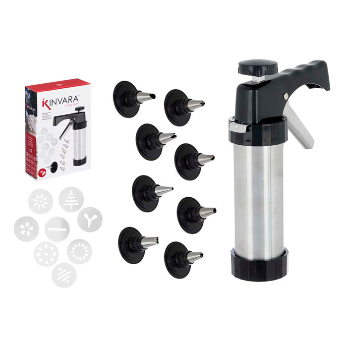 Sac a poche pistola in acciaio inossidabile con 16 accessori.