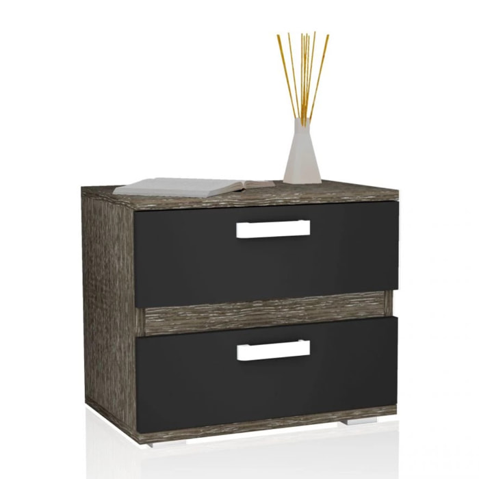 Mesita de noche Ataneq Ceniza - Negro