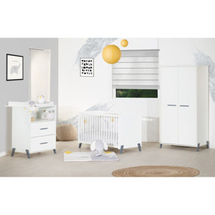 Armoire bébé 2 portes sur pieds en bois blanc