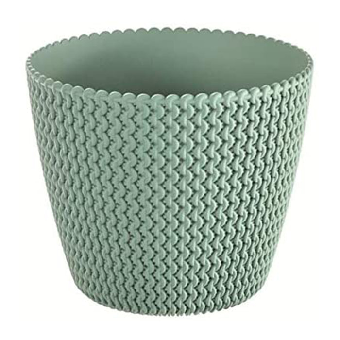 Maceta redonda 8L Prosperplast Splofy efecto Rattan  en color verde