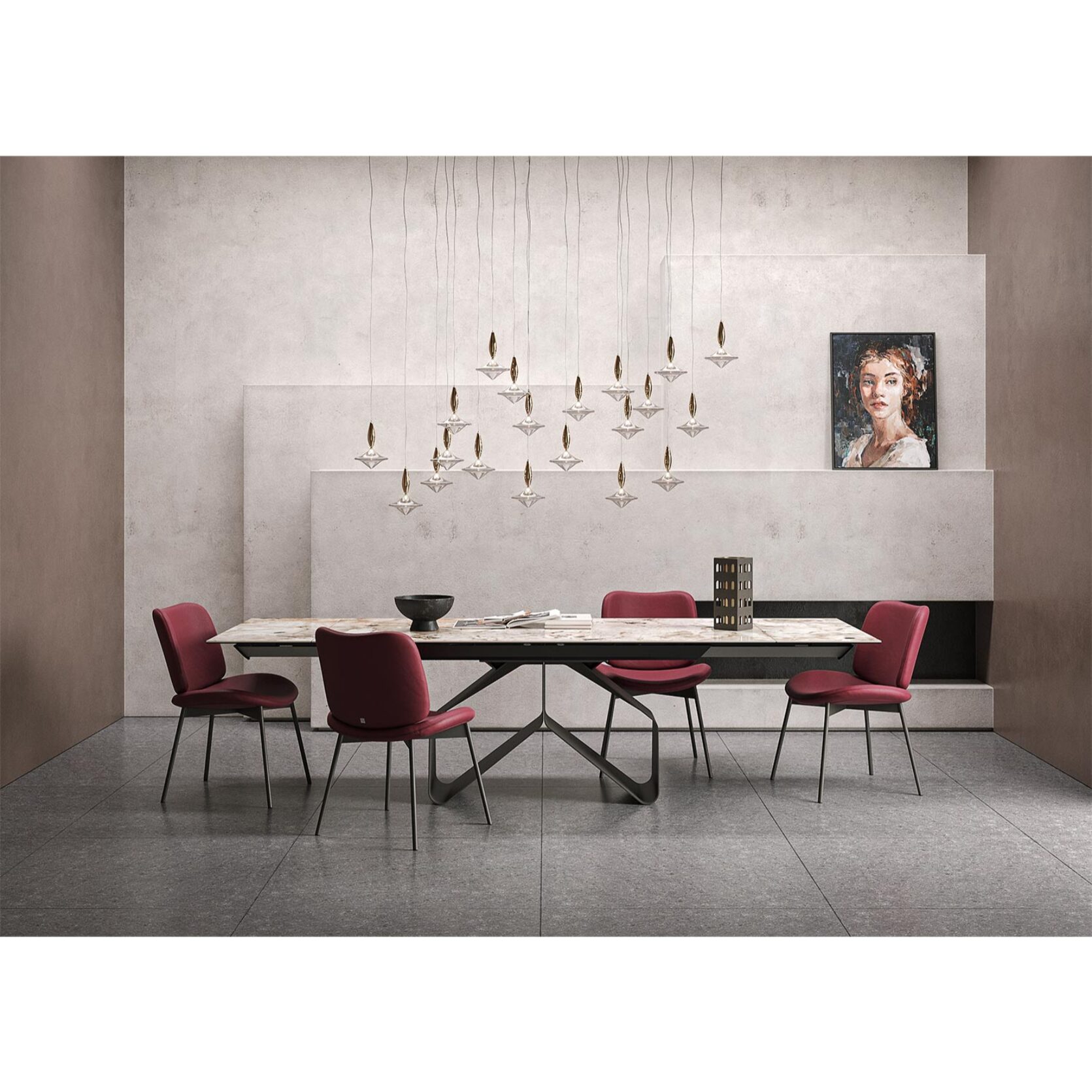 TAVOLO ALLUNGABILE RIBBON - GRIGIO CARBONE, RETTANGOLARE BORDO REGOLARE, GRES PORCELLANATO TUNDRA