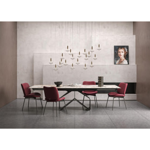 TAVOLO ALLUNGABILE RIBBON - GRIGIO CARBONE, RETTANGOLARE BORDO REGOLARE, GRES PORCELLANATO TUNDRA