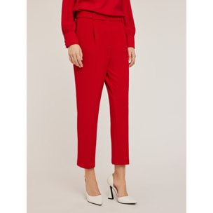 Motivi - Pantaloni regular in tessuto crêpe - Rosso