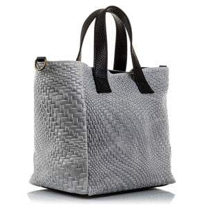 Cassandra Borsa tote Donna.Pelle autentica Camoscio Inciso Intrecciato