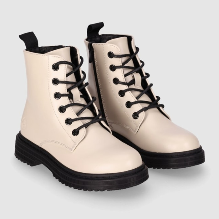 Botines de Piel Sintética - Beig - Tacón: Bajo