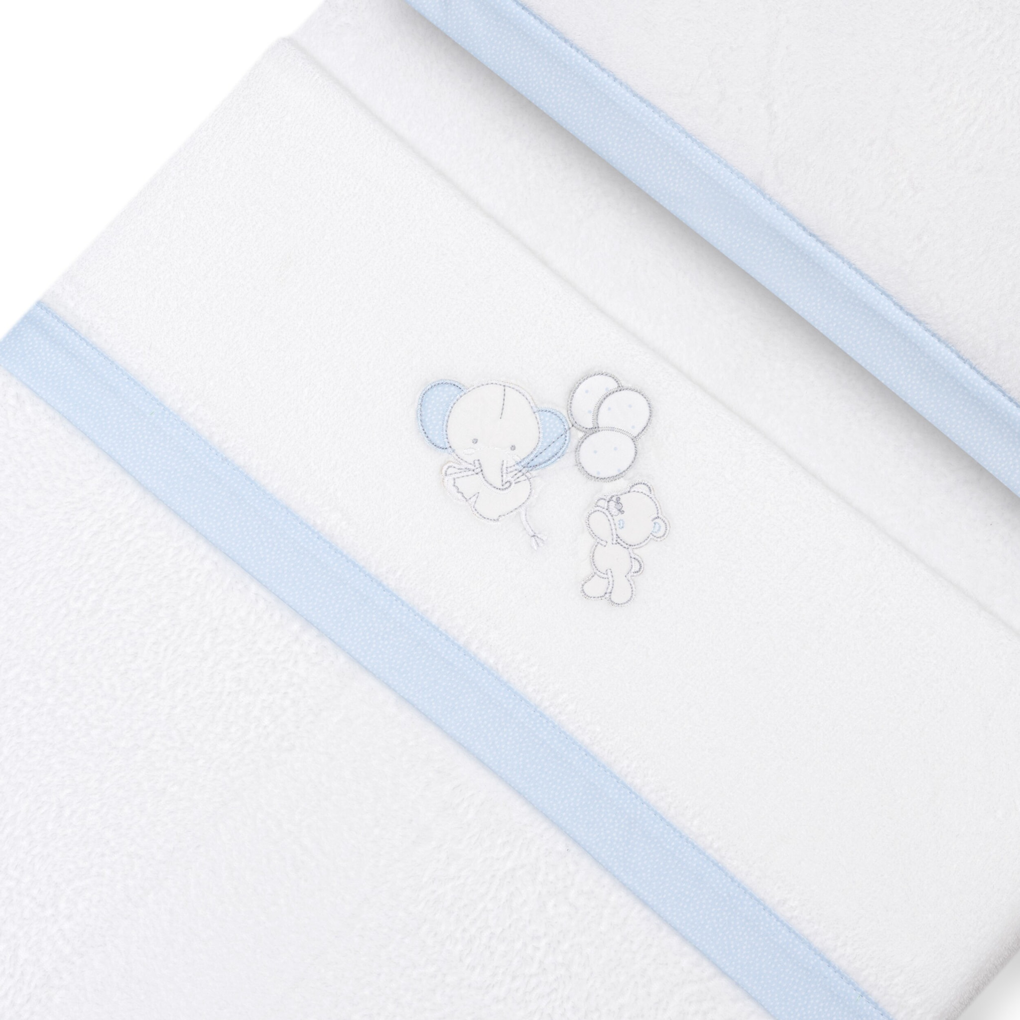Triptico Cuna Coralina Oso Elefante Globos +Broche Bco/Azul