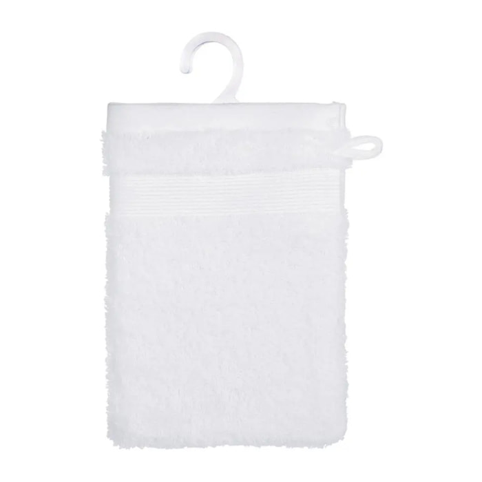 Lot de 2 gants de toilette - coton 450 gr/m² - blanc 15x21 cm