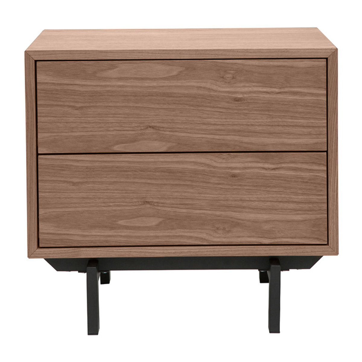 Table de chevet vintage bois foncé noyer et métal MANNY