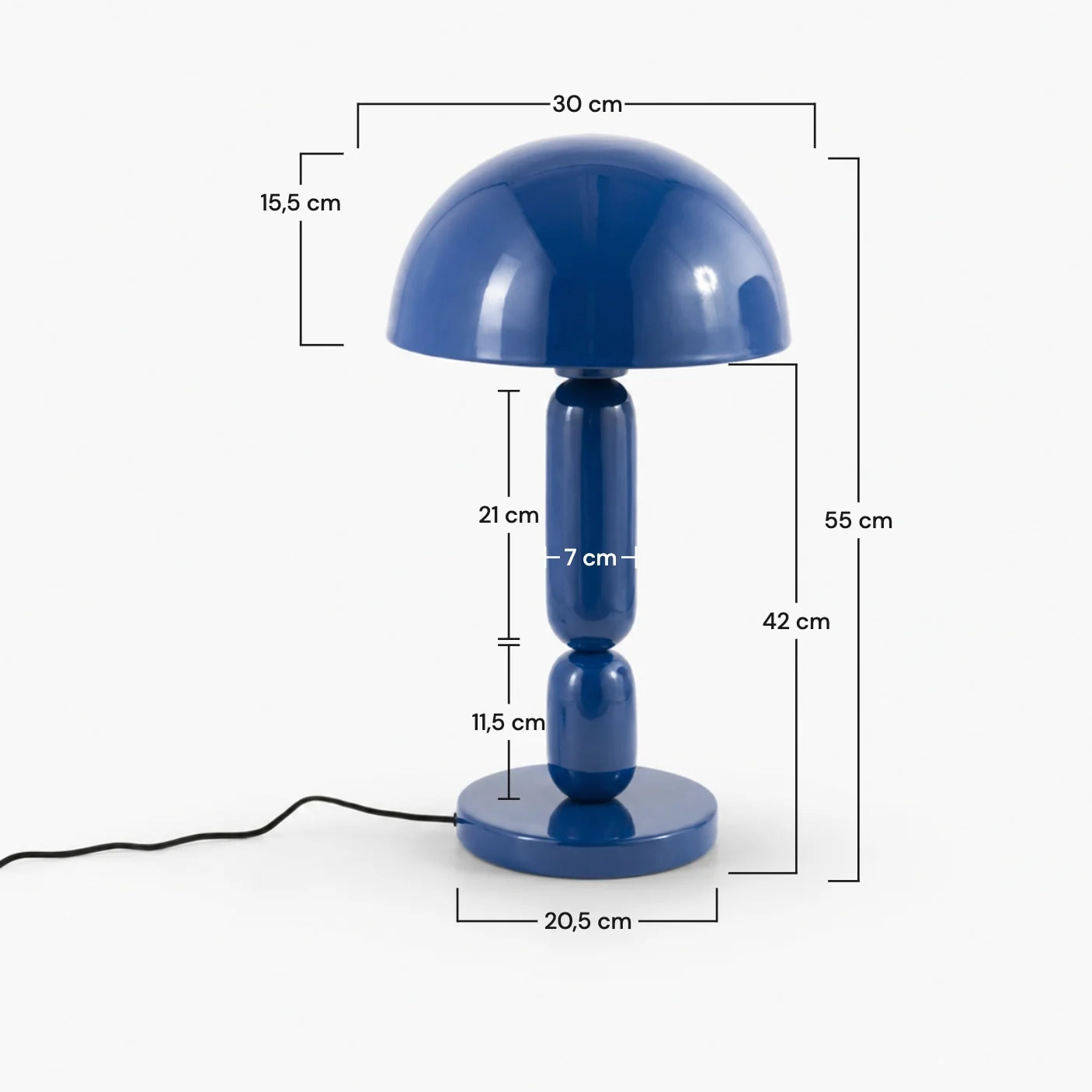 Lampe en bois et métal bleu foncé - Romy