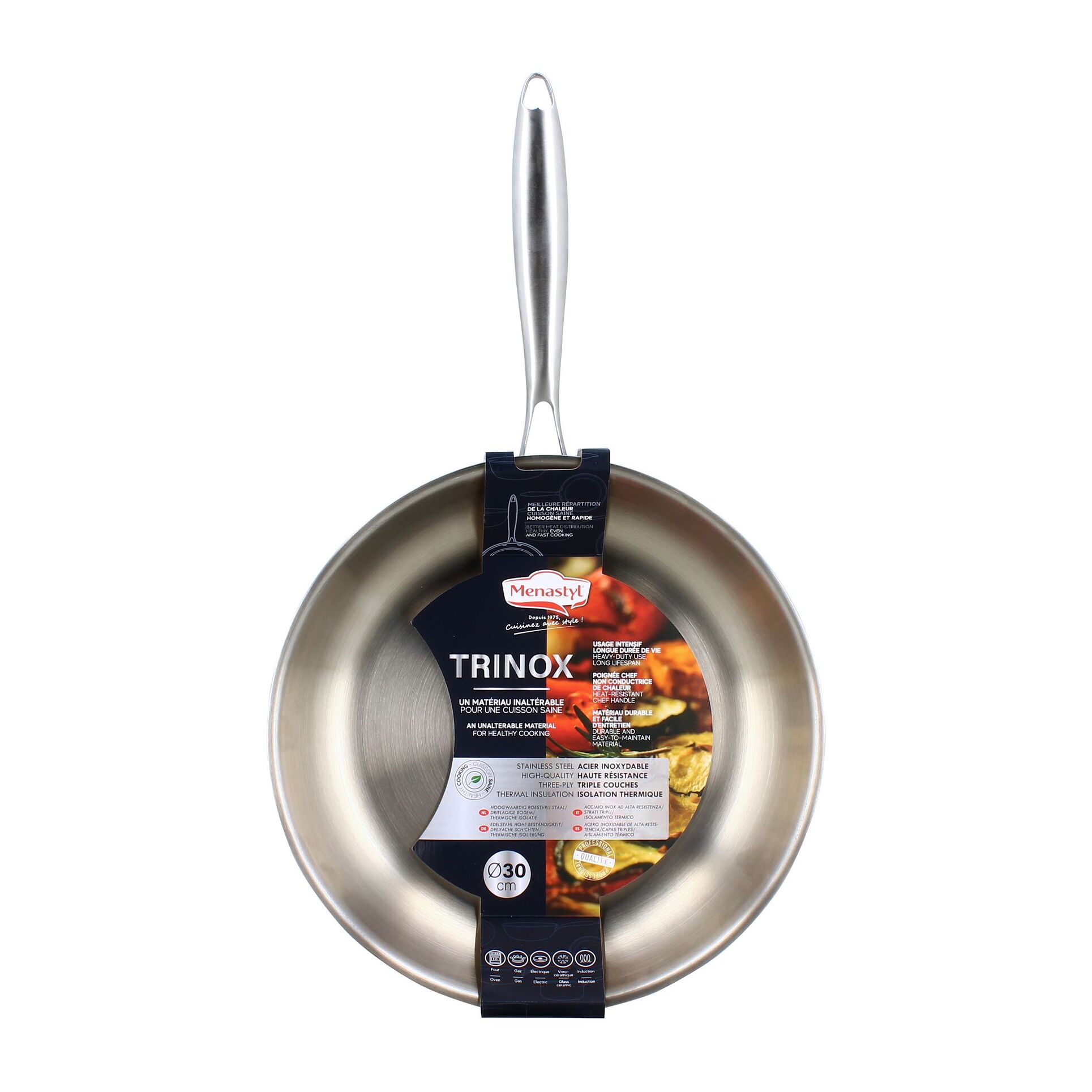 Poêle en acier inoxydable 30cm - tous feux TRINOX
