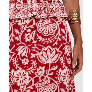 Falda larga con abertura lateral y cintura elástica