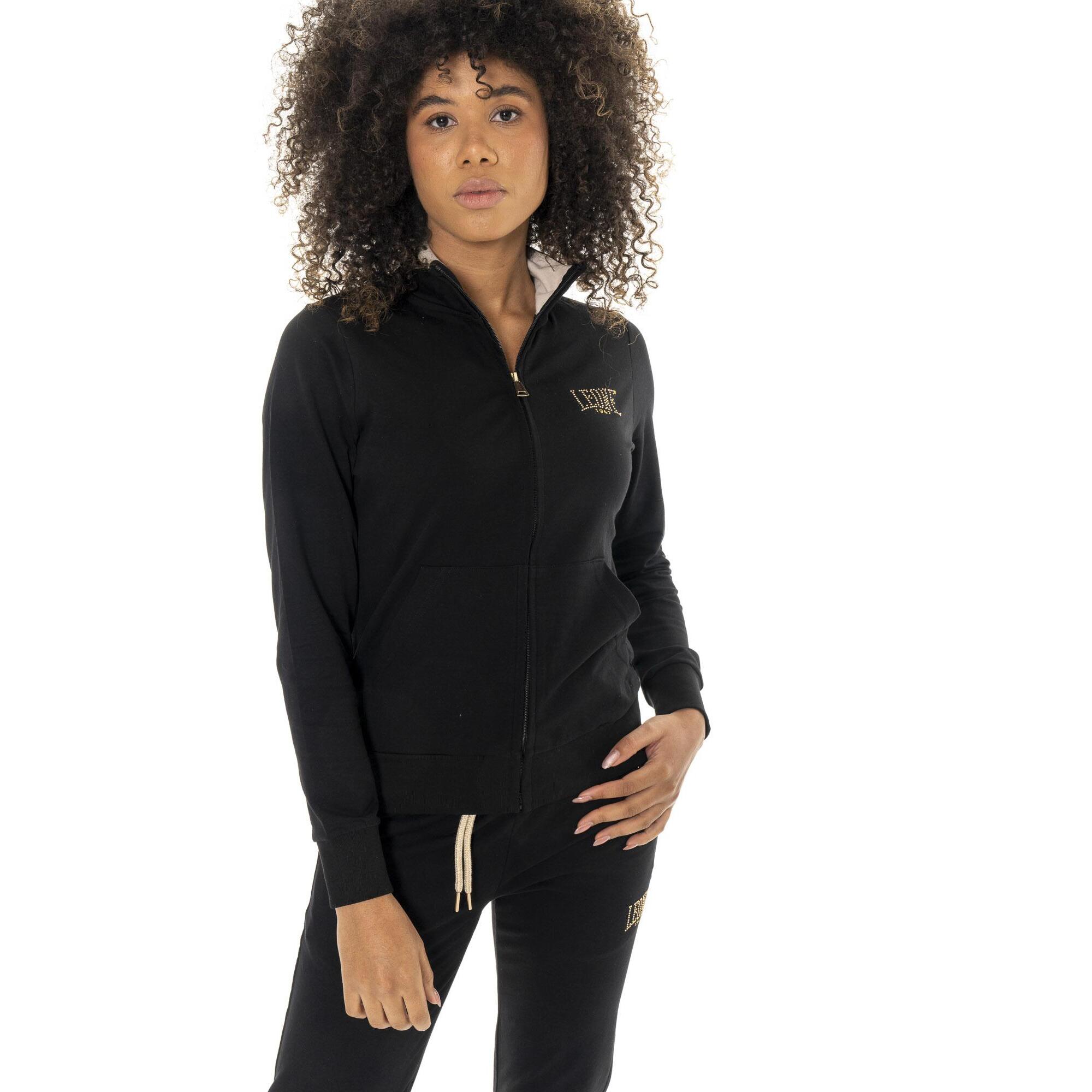 Tuta da donna in cotone non garzato con colletto e zip Leone Chic Gold