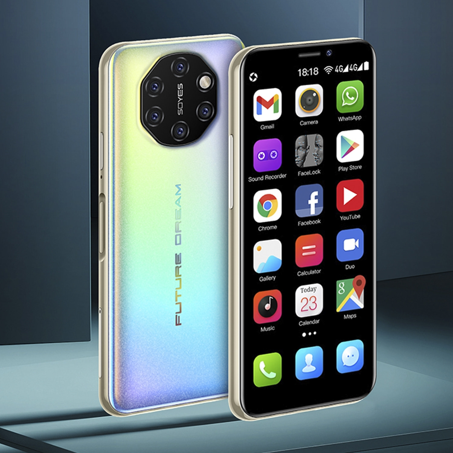 DAM  Mini smartphone S10i 4G, Android, 3GB RAM + 32GB. Schermo da 3,46''. Doppia scheda SIM. 4,5x1,2x10,2 centimetri. Colore: oro