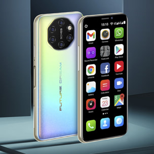 DAM  Mini smartphone S10i 4G, Android, 3GB RAM + 32GB. Schermo da 3,46''. Doppia scheda SIM. 4,5x1,2x10,2 centimetri. Colore: oro