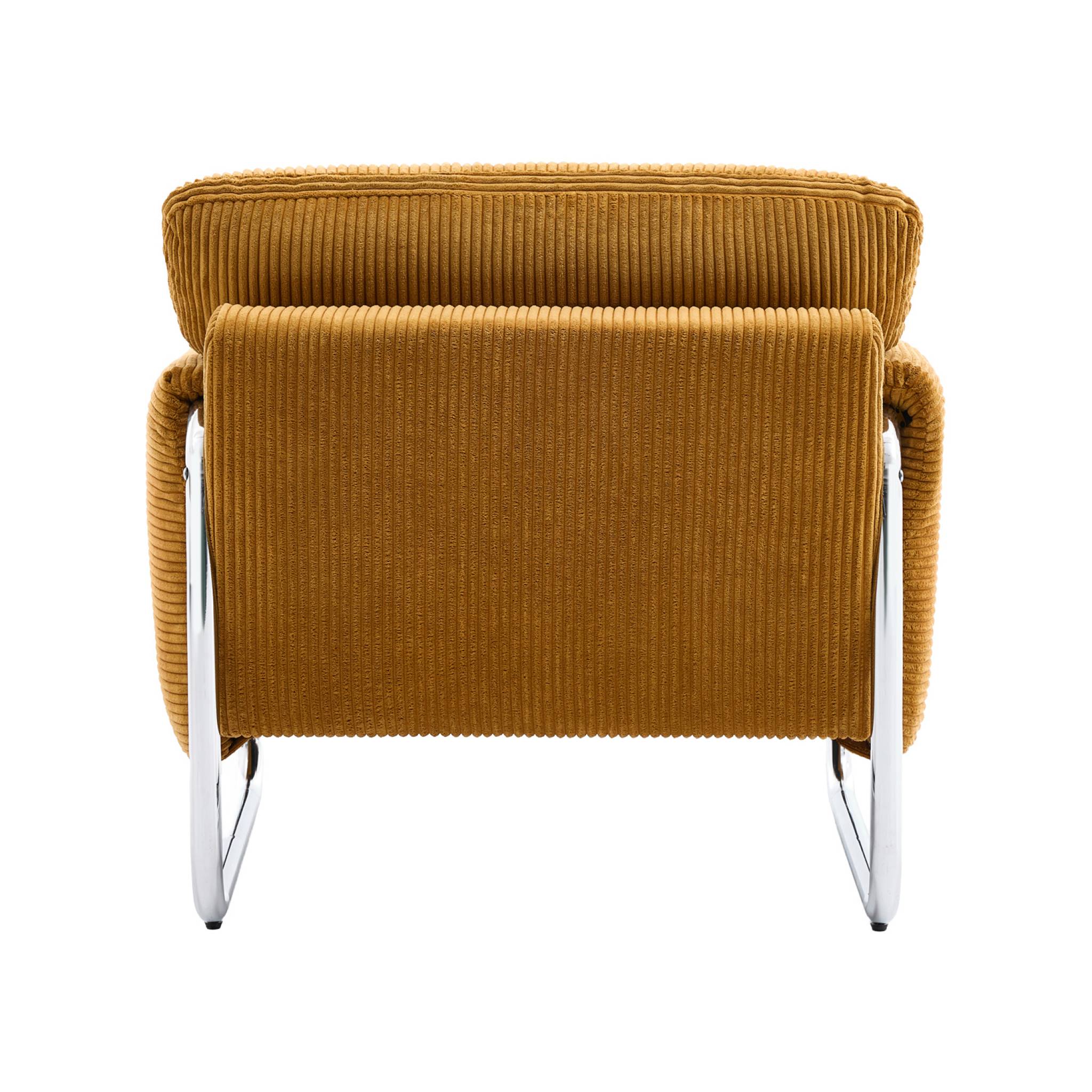 Fauteuil vintage velours côtelé armature chromée VINTAGE